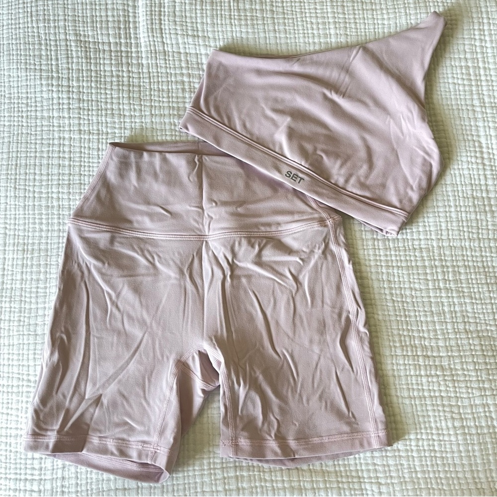 Set Active Baby Pink One Shoulder and Short Set